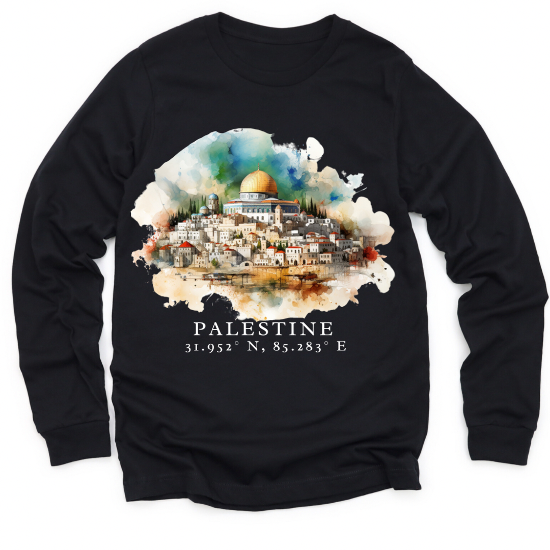 Palestine Coordinates - long-sleeve