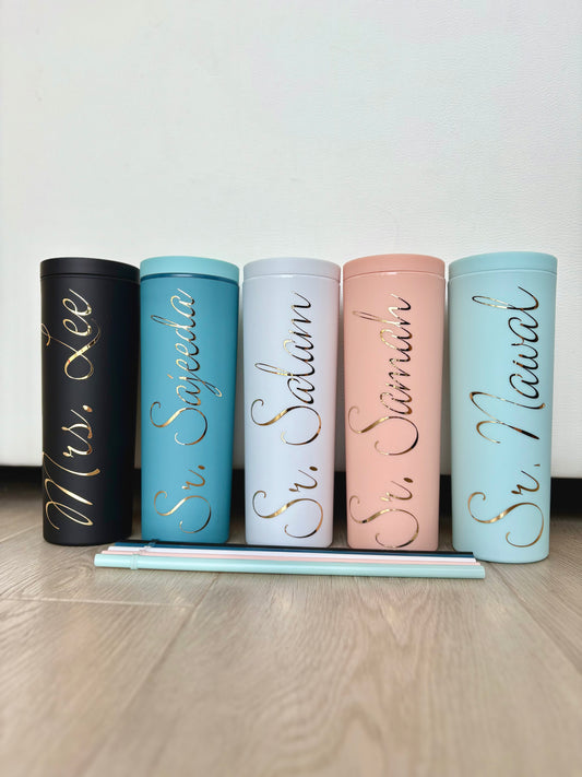 Personalized Matte Skinny Tumblers for Teachers Appreciation