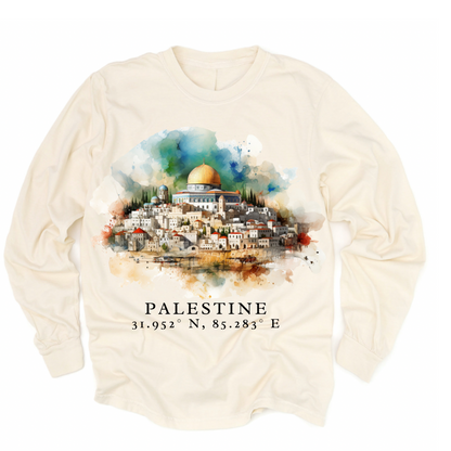 Palestine Coordinates - long-sleeve