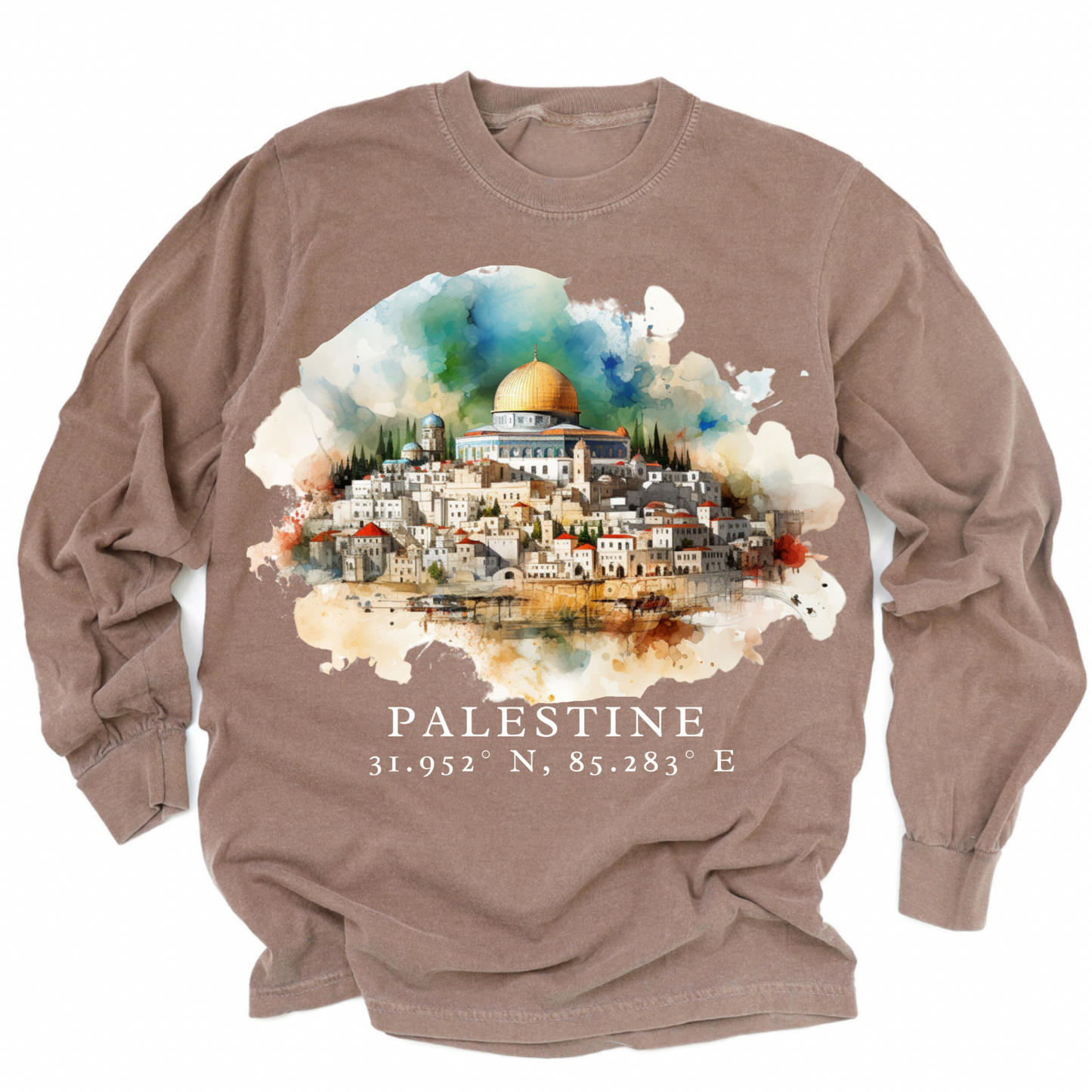 Palestine Coordinates - long-sleeve