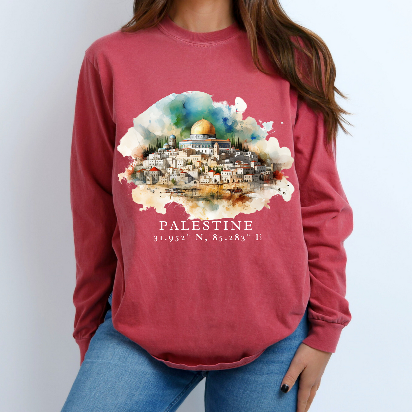 Palestine Coordinates - long-sleeve