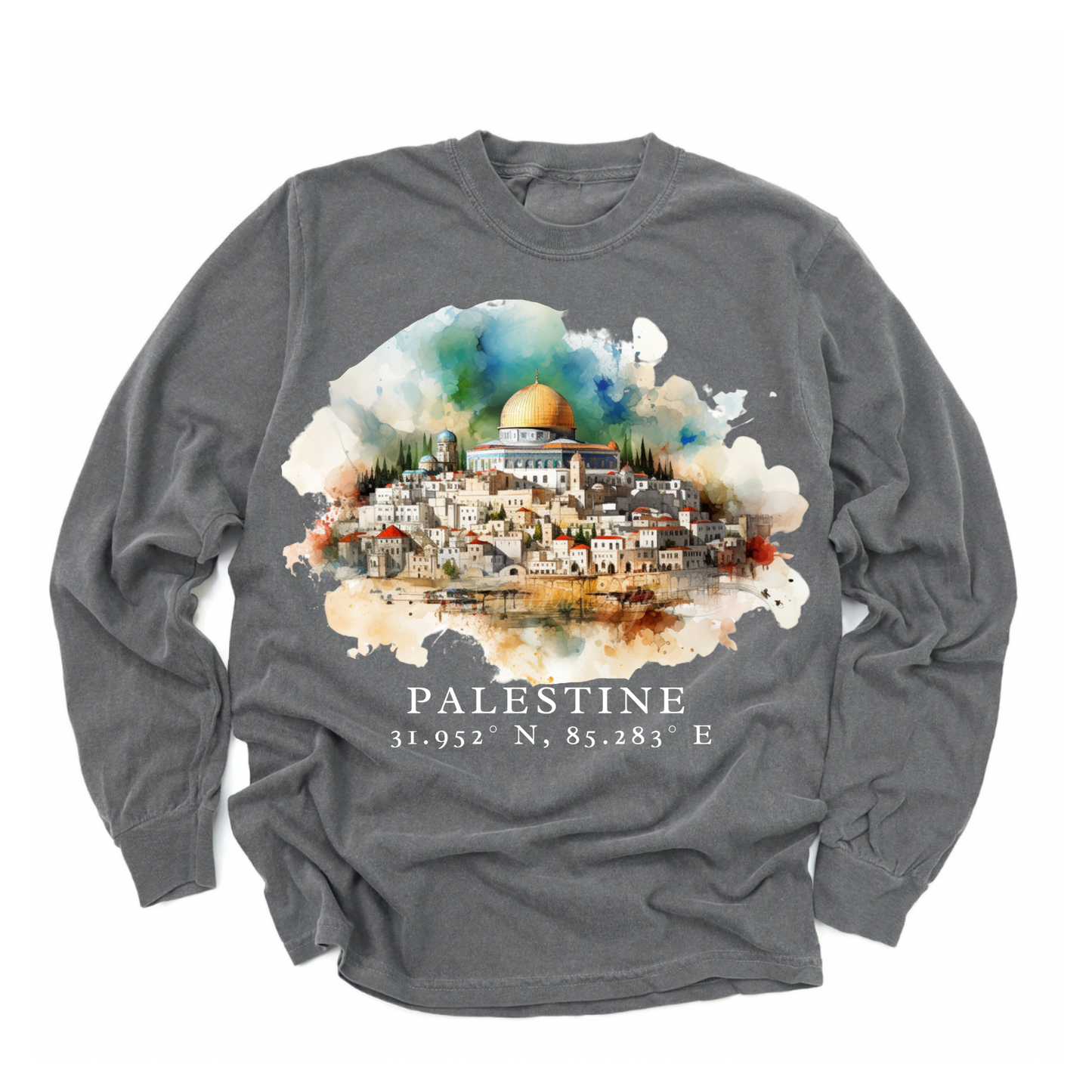 Palestine Coordinates - long-sleeve