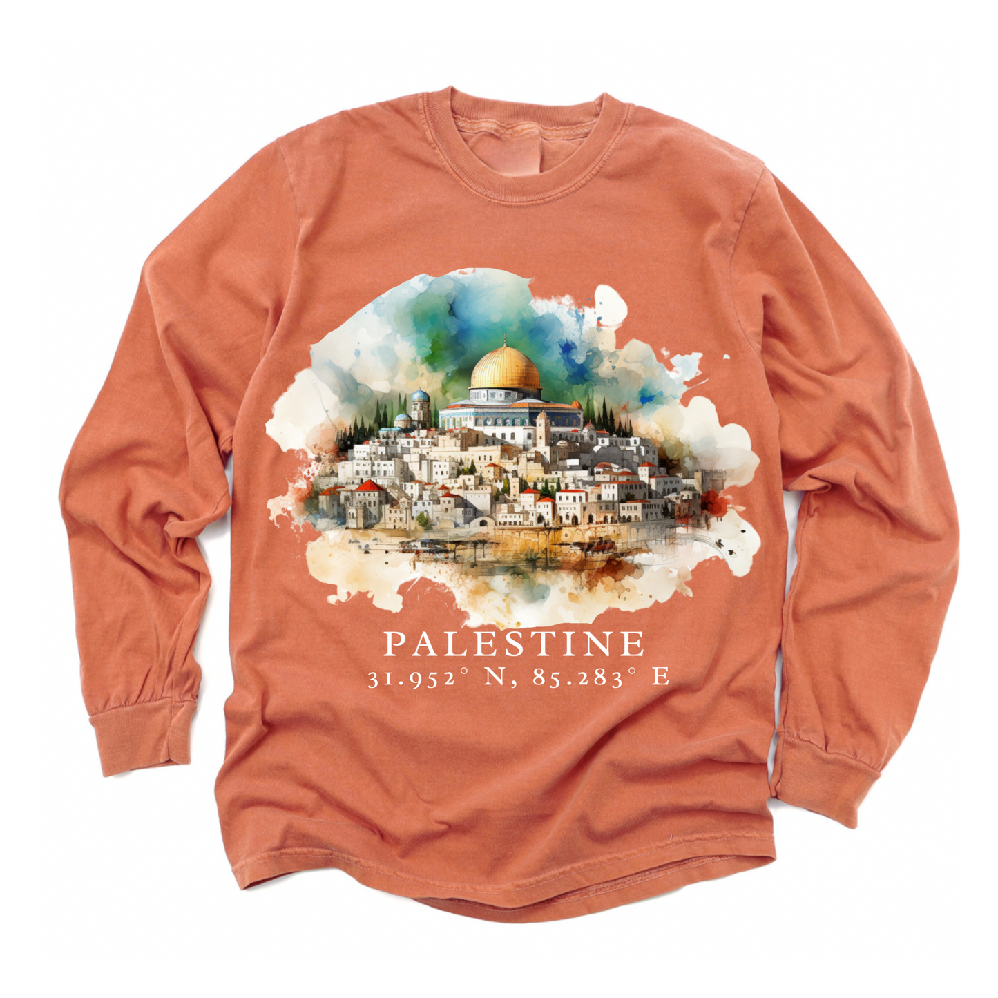 Palestine Coordinates - long-sleeve