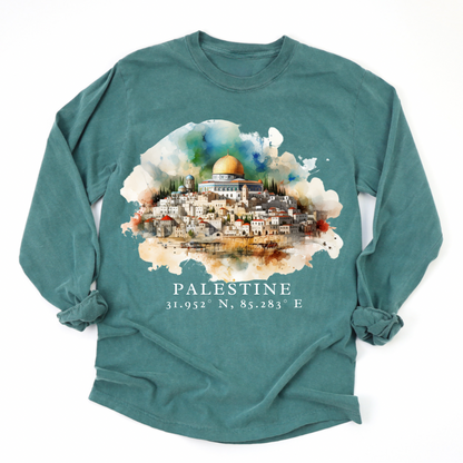 Palestine Coordinates - long-sleeve